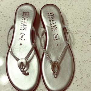 Silver thong sandals